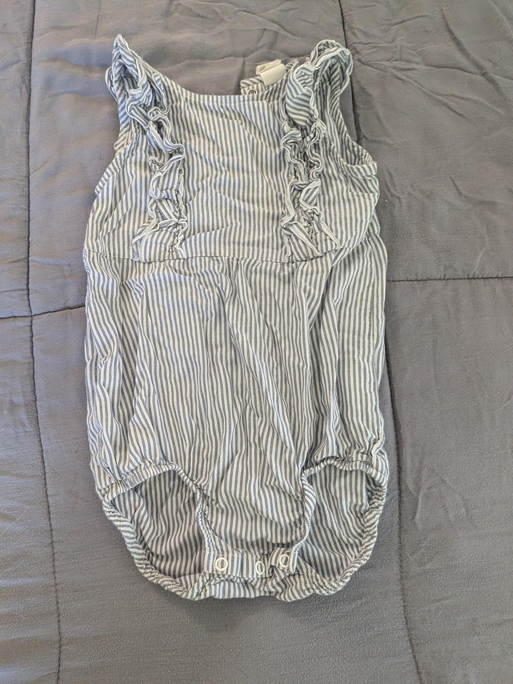 H&M Kids Striped Sleeveless Flounce Trim Romper Bodysuit 2T Classic Precious Bab